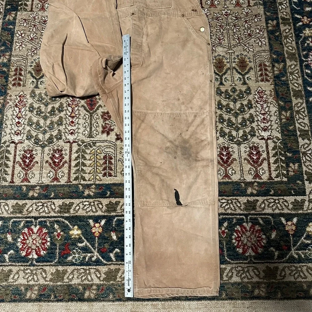 Vintage 70s Carhartt Men's Tan Duck Canvas Bib Overalls‎ Workwear Vintage